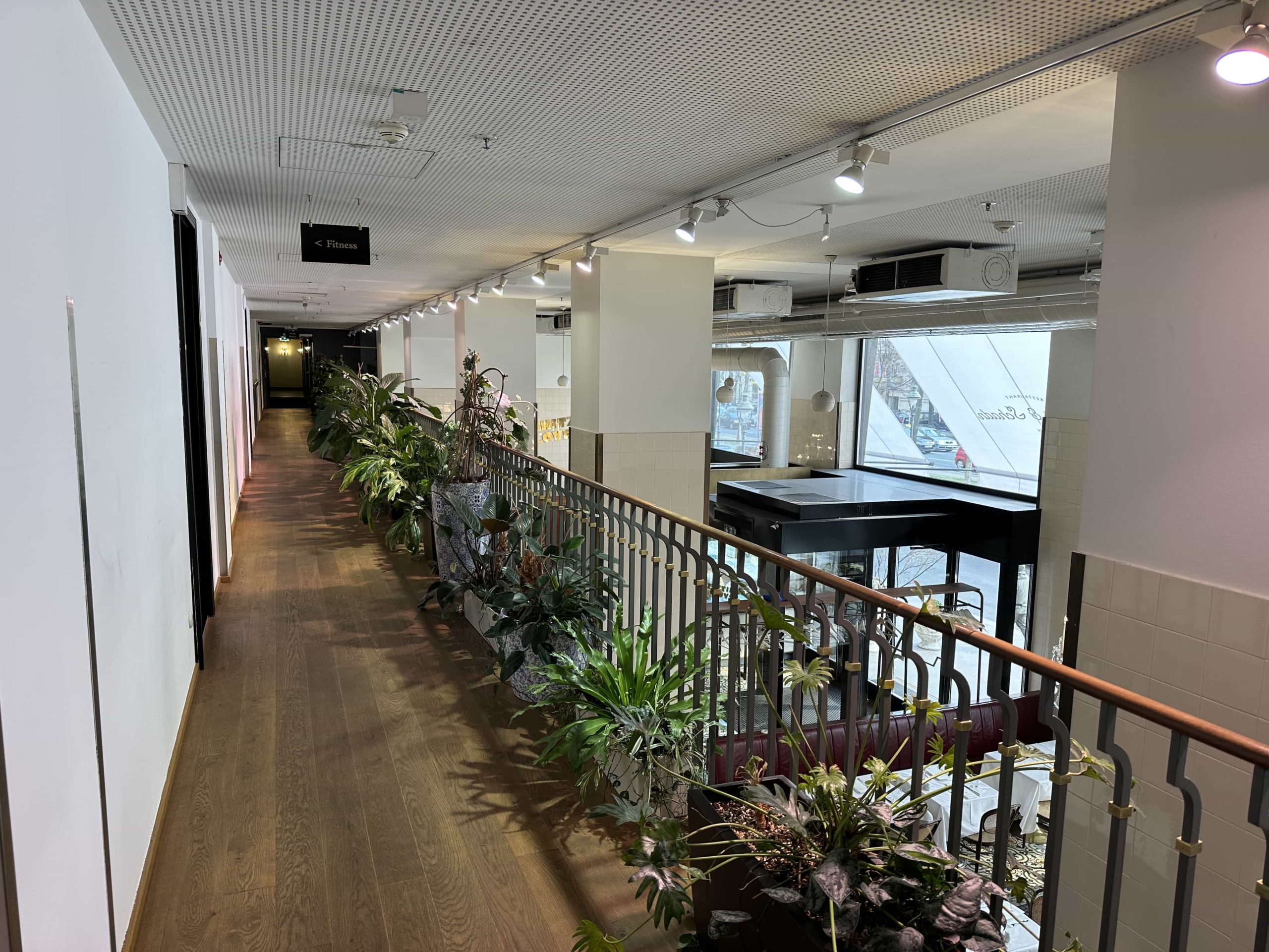 A walkway above the Meissl & Schadn restaurant in Hotel Grand Ferdinand