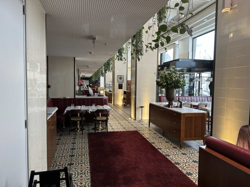 A view across an empty hotel restaurant in the morning, before opening