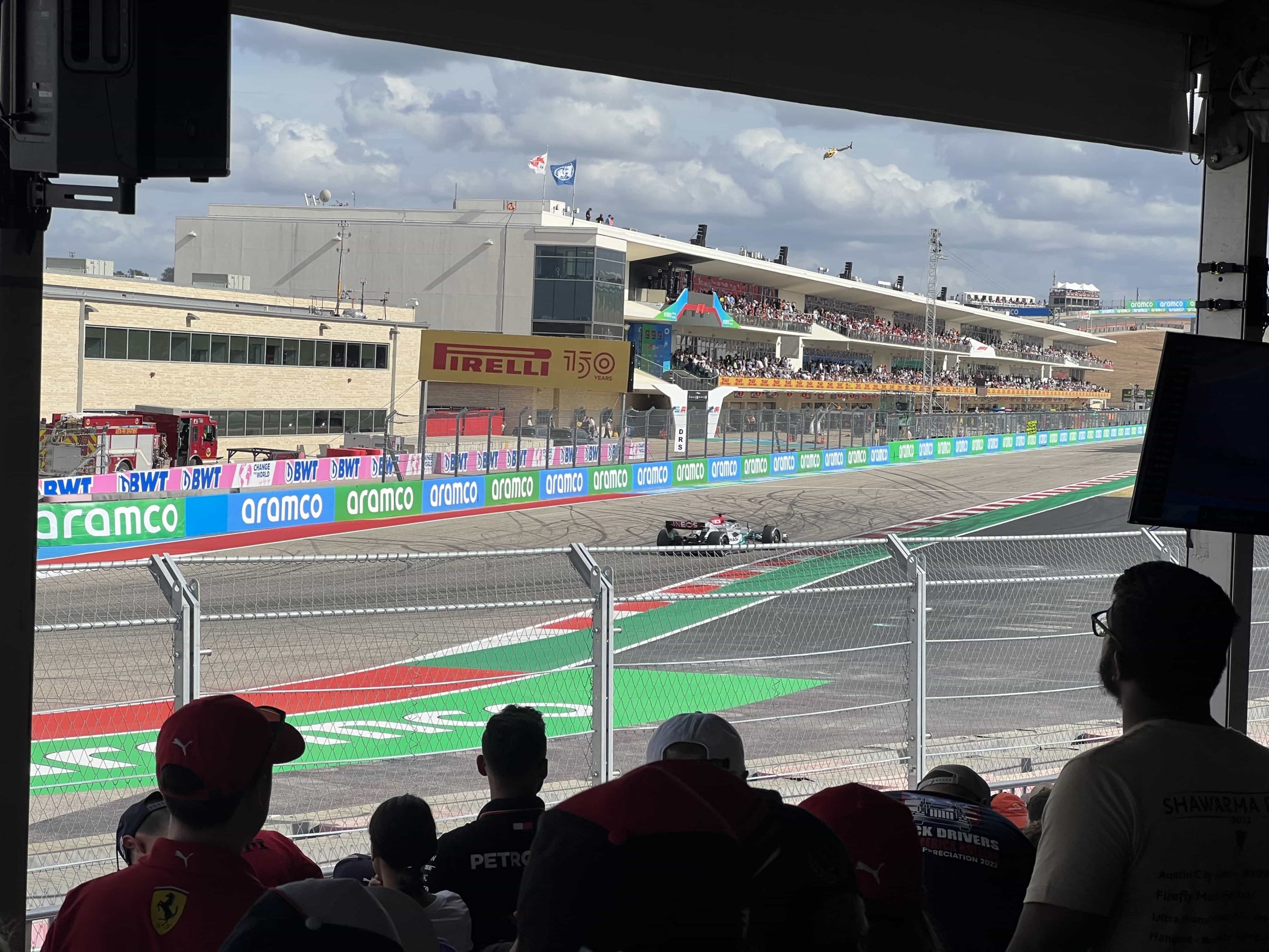 Looking across the main straight at COTA, towards the podium area, from within a grandstand