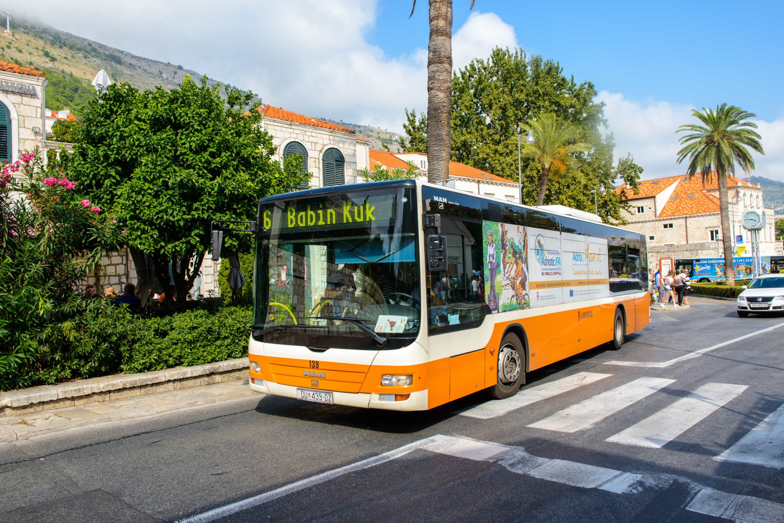 A number 6 bus with destination Babin Kuk in Dubrovnik
