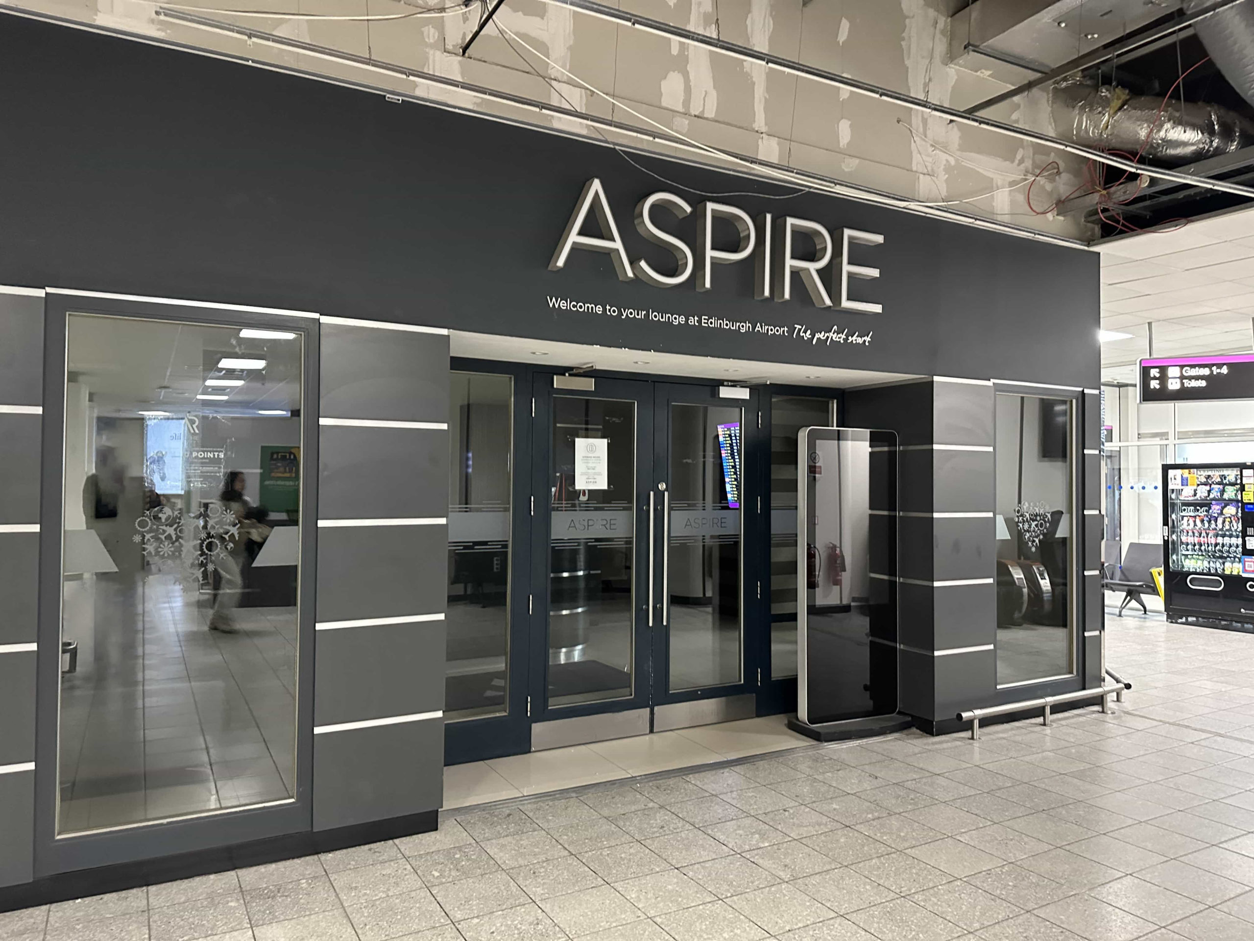 The entrance to the Aspire Lounge (gate 4) at Edinburgh Airport