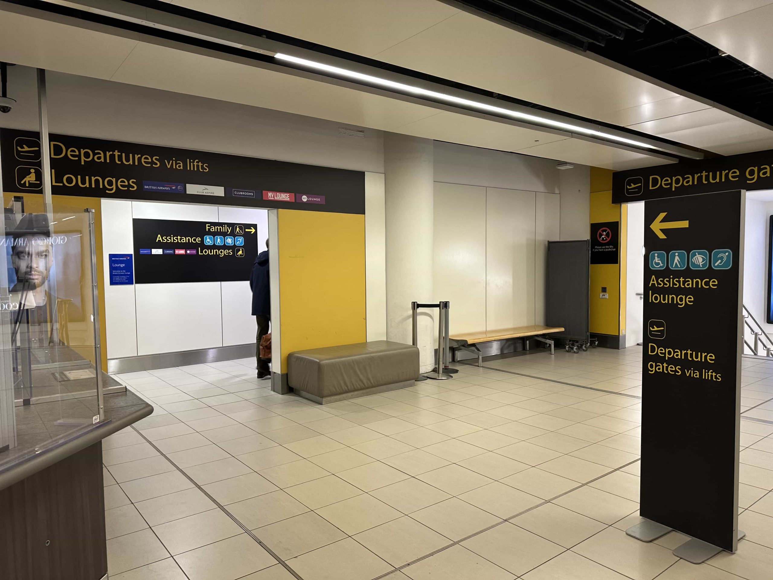 An opening through to a corridor which provides a shortcut to the terminal's lounges