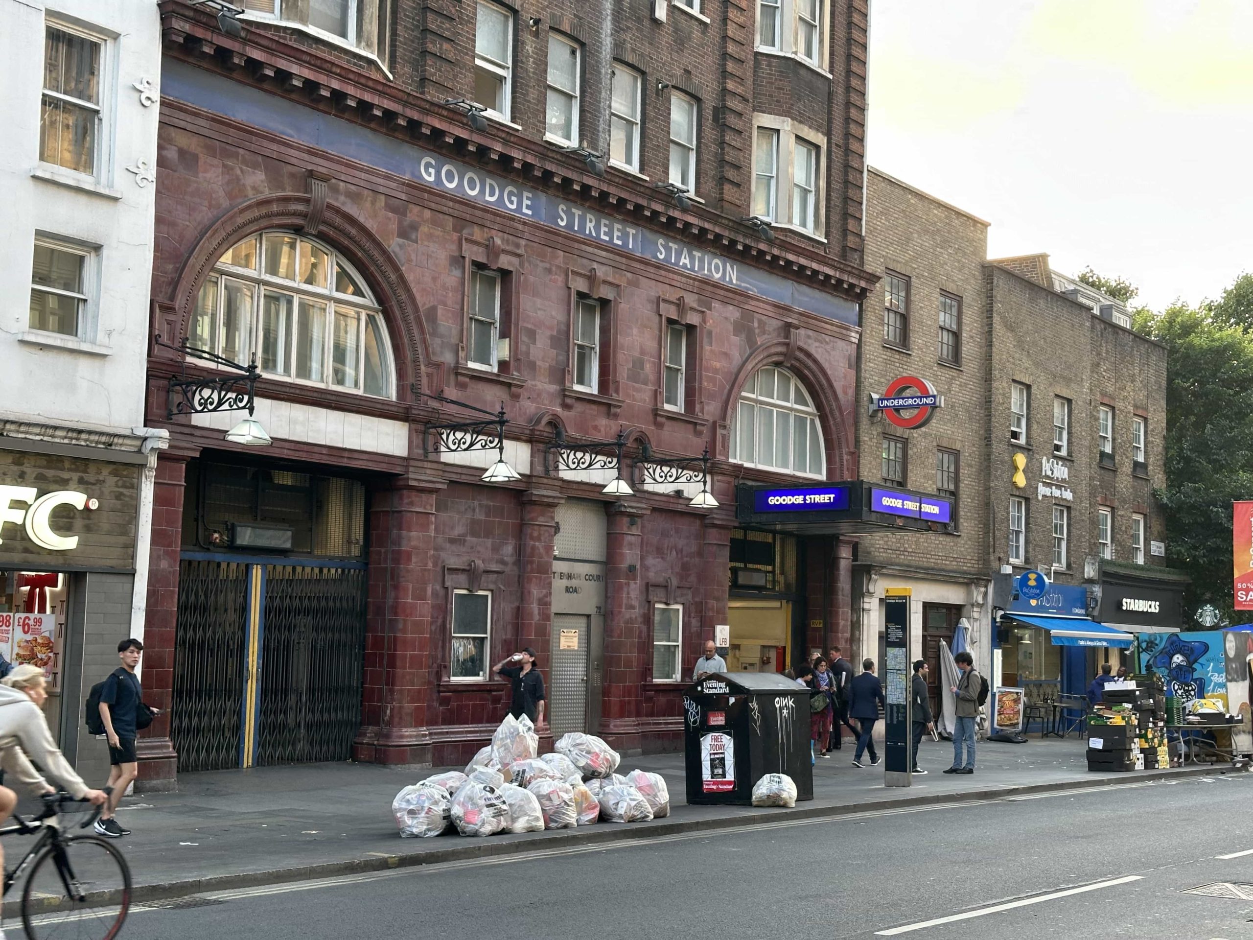 Goodge Street London Underground Station as seen from across the street